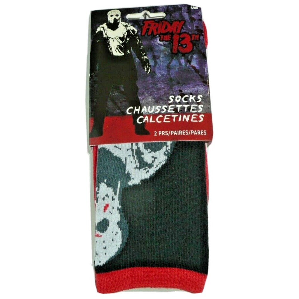 Friday the 13th Crew Socks 2 Pairs Jason Voorhees Hockey Machete Novelty Gift